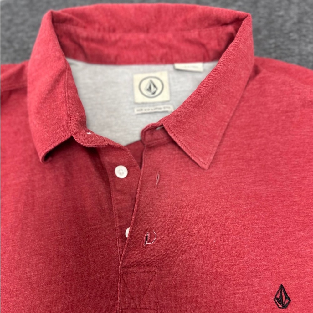 Volcom Mens Polo Shirt Heather‎ Vibrant Red Short Sleeve Casual Surf Wear 2XL